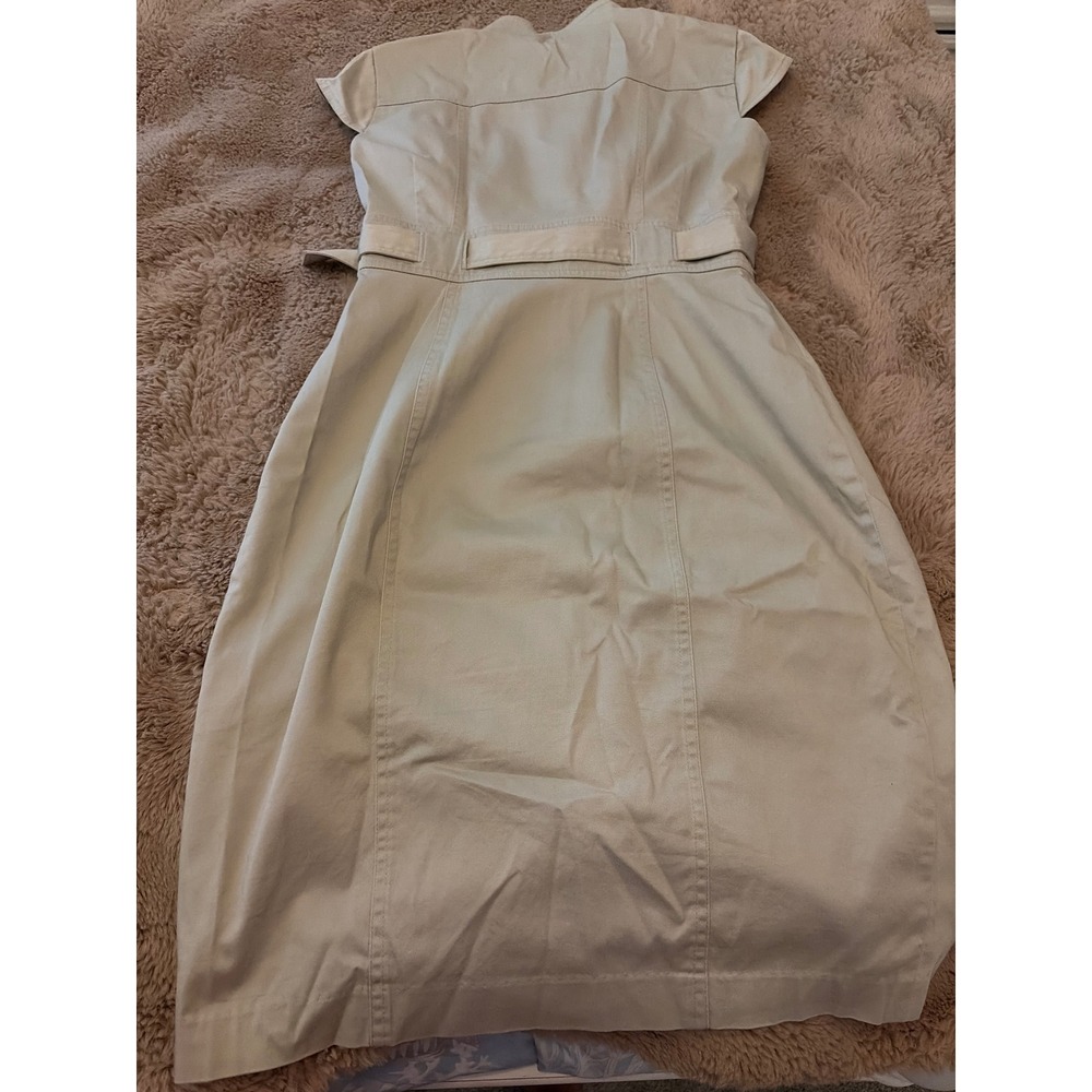 Calvin Klein Women's Khaki Button Front Belted Safari Sheath Dress Sz XS - Picture 6 of 10